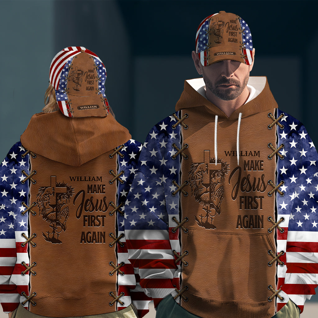 Remettre Jésus au premier plan - Sweat à capuche et casquette classique personnalisés avec imprimé chrétien intégral