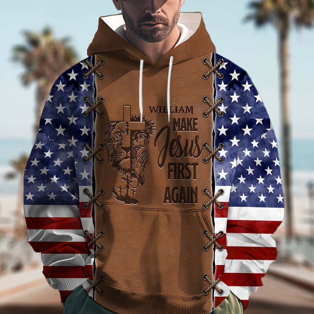 Remettre Jésus au premier plan - Sweat à capuche et casquette classique personnalisés avec imprimé chrétien intégral