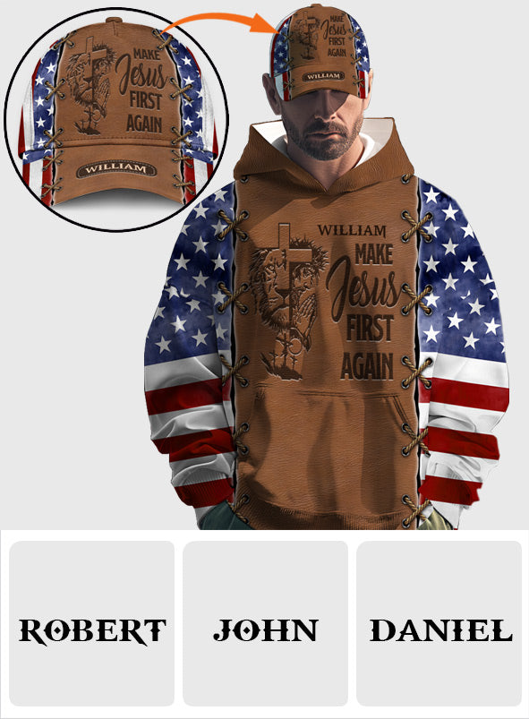 Remettre Jésus au premier plan - Sweat à capuche et casquette classique personnalisés avec imprimé chrétien intégral