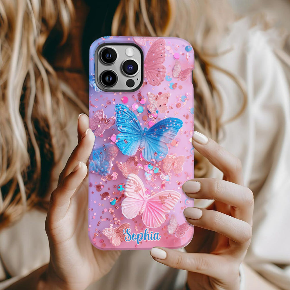 Coque de téléphone personnalisée avec motif papillon scintillant - Papillons scintillants