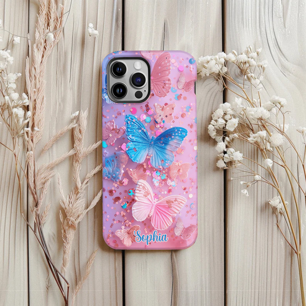 Coque de téléphone personnalisée avec motif papillon scintillant - Papillons scintillants