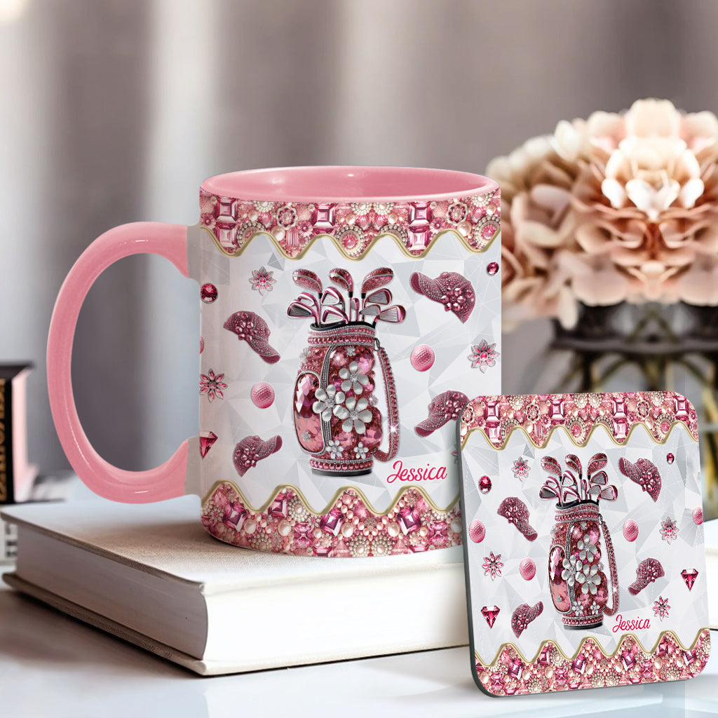 Just A Girl Who Loves Golf - Personalized Golf Accent Mug