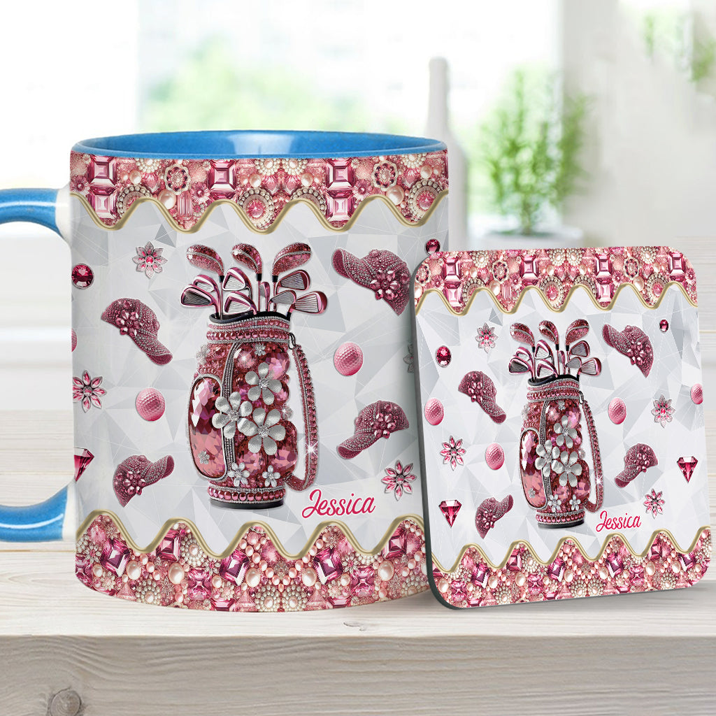 Just A Girl Who Loves Golf - Personalized Golf Accent Mug