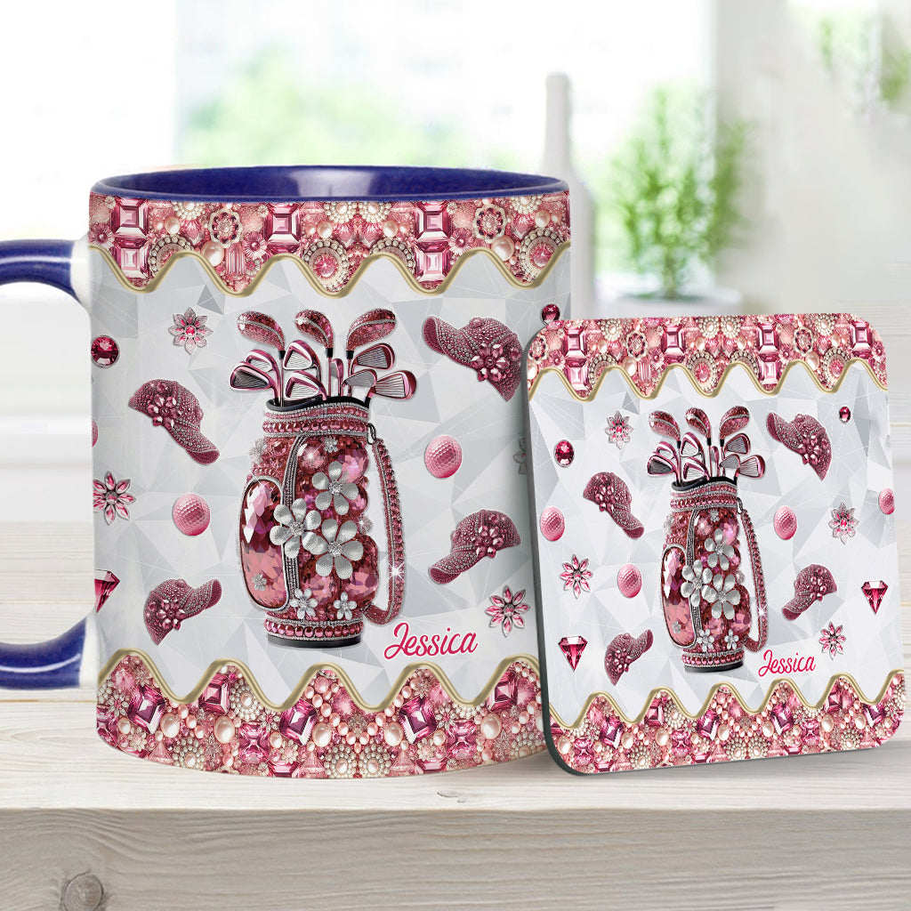 Just A Girl Who Loves Golf - Personalized Golf Accent Mug