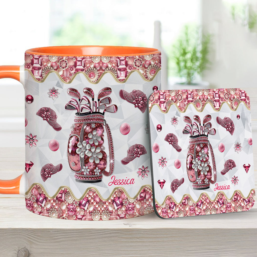 Just A Girl Who Loves Golf - Personalized Golf Accent Mug