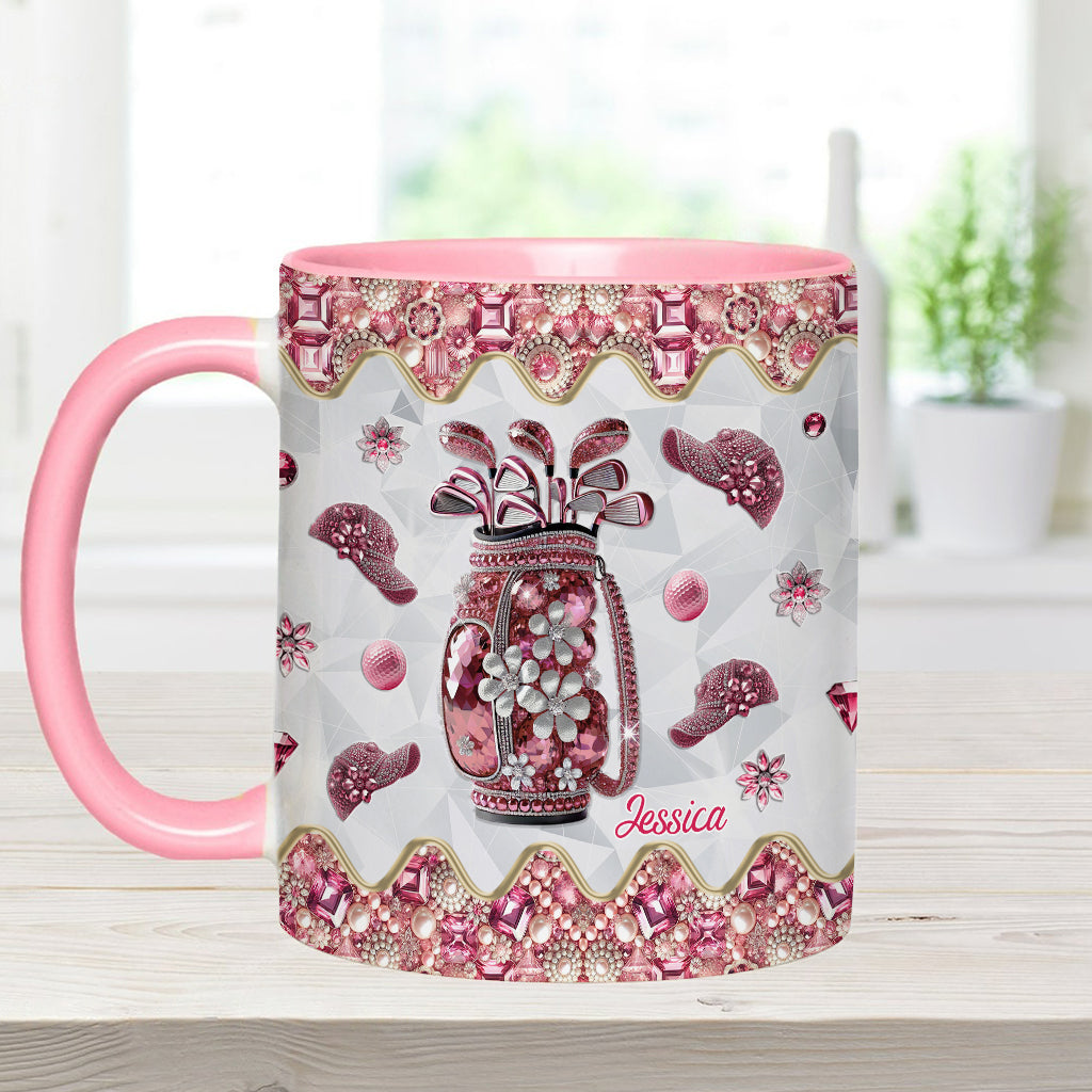 Just A Girl Who Loves Golf - Personalized Golf Accent Mug