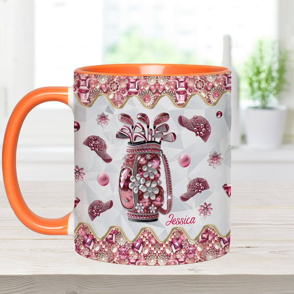 Just A Girl Who Loves Golf - Personalized Golf Accent Mug