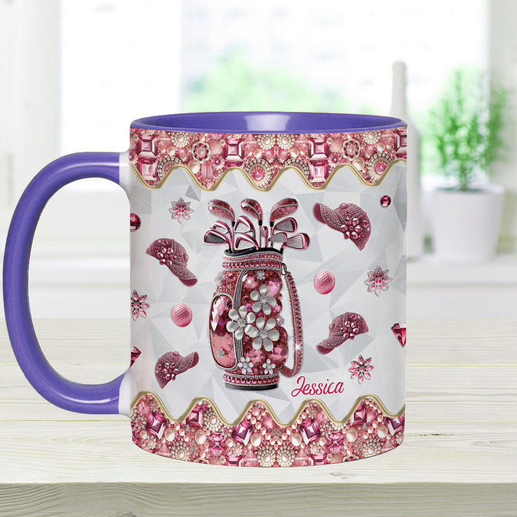 Just A Girl Who Loves Golf - Personalized Golf Accent Mug