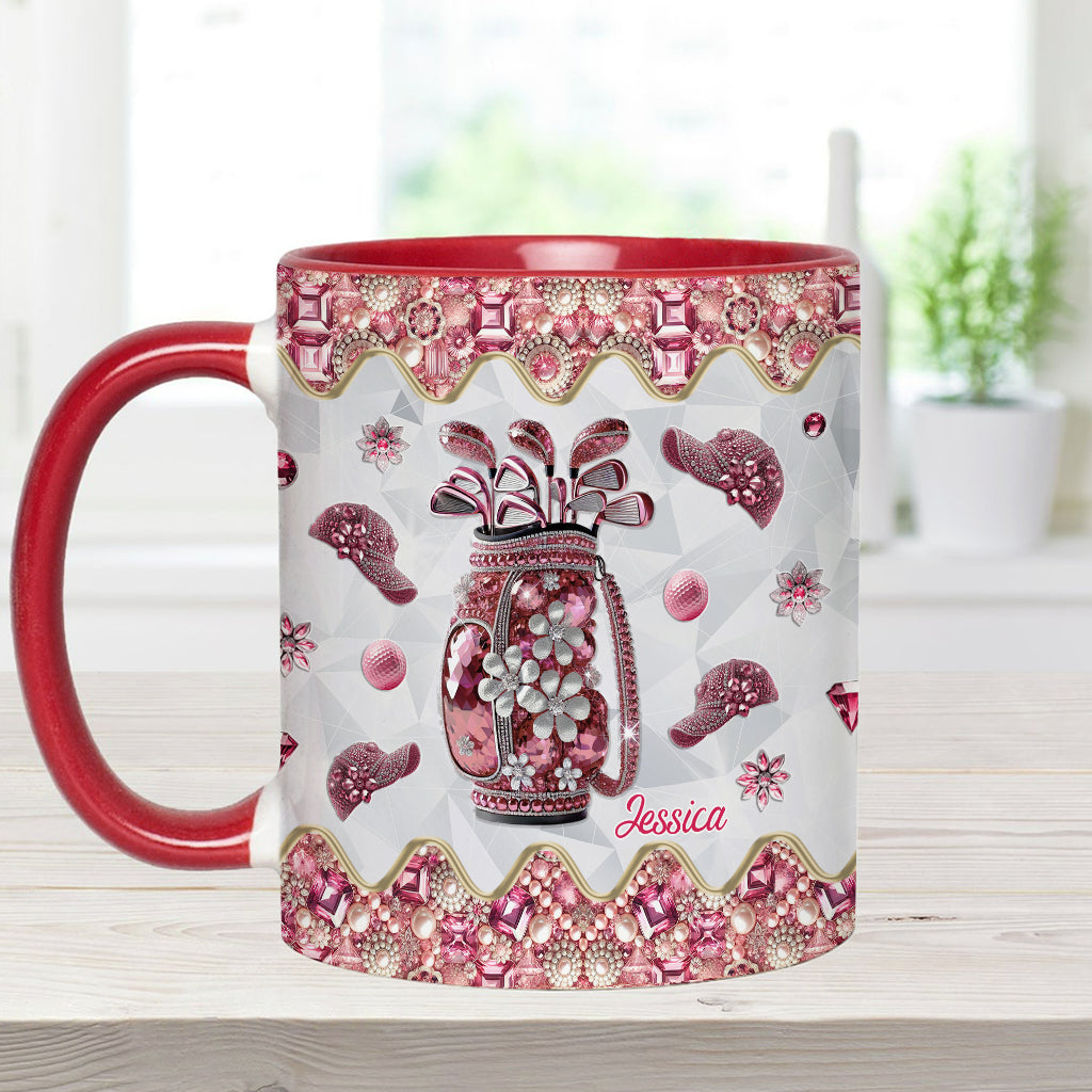 Just A Girl Who Loves Golf - Personalized Golf Accent Mug
