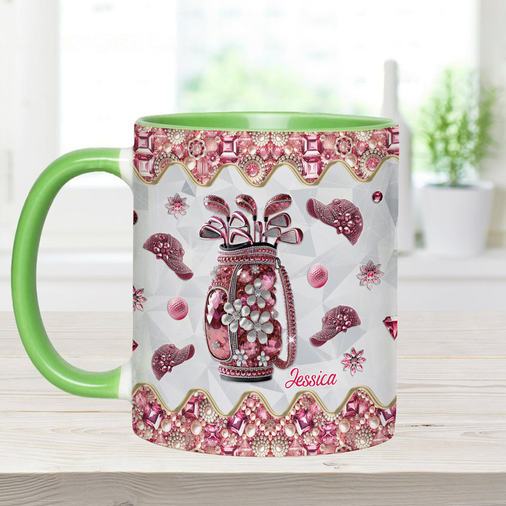 Just A Girl Who Loves Golf - Personalized Golf Accent Mug
