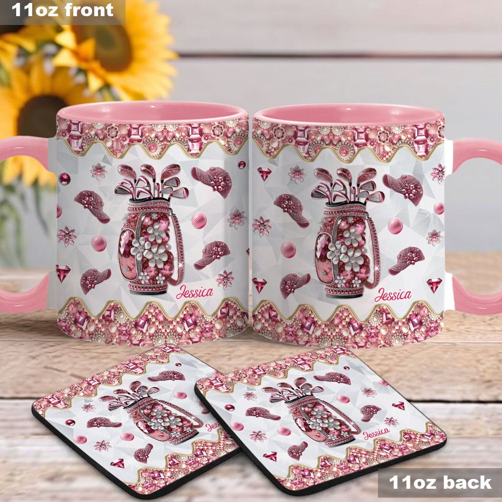 Just A Girl Who Loves Golf - Personalized Golf Accent Mug