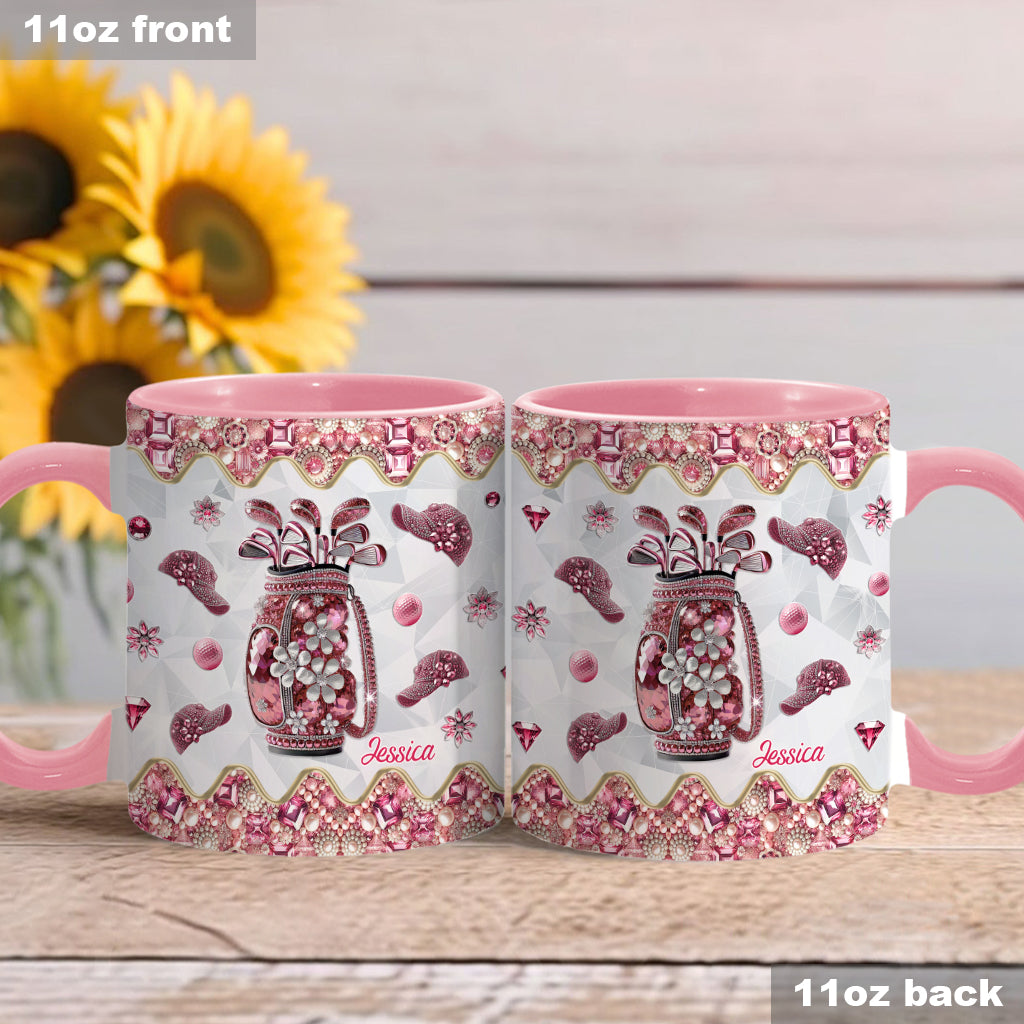 Just A Girl Who Loves Golf - Personalized Golf Accent Mug