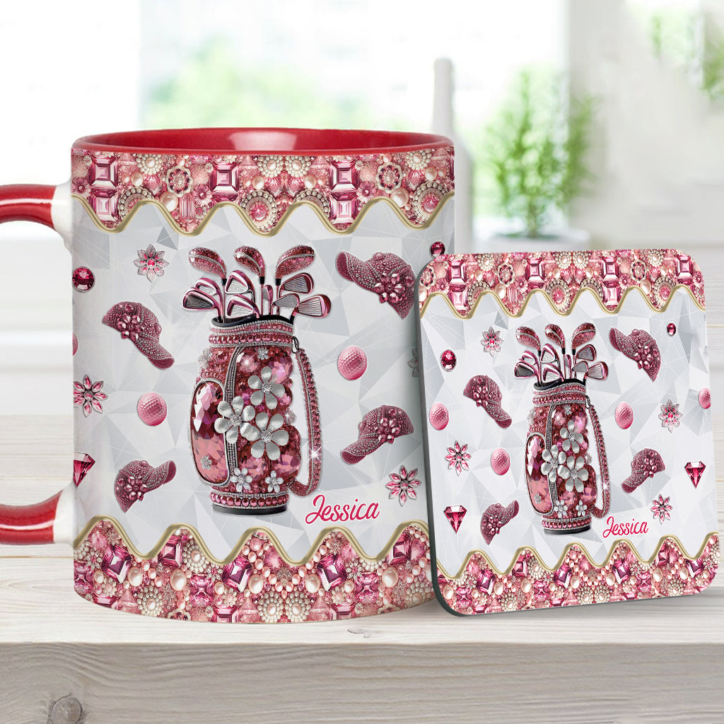 Just A Girl Who Loves Golf - Personalized Golf Accent Mug