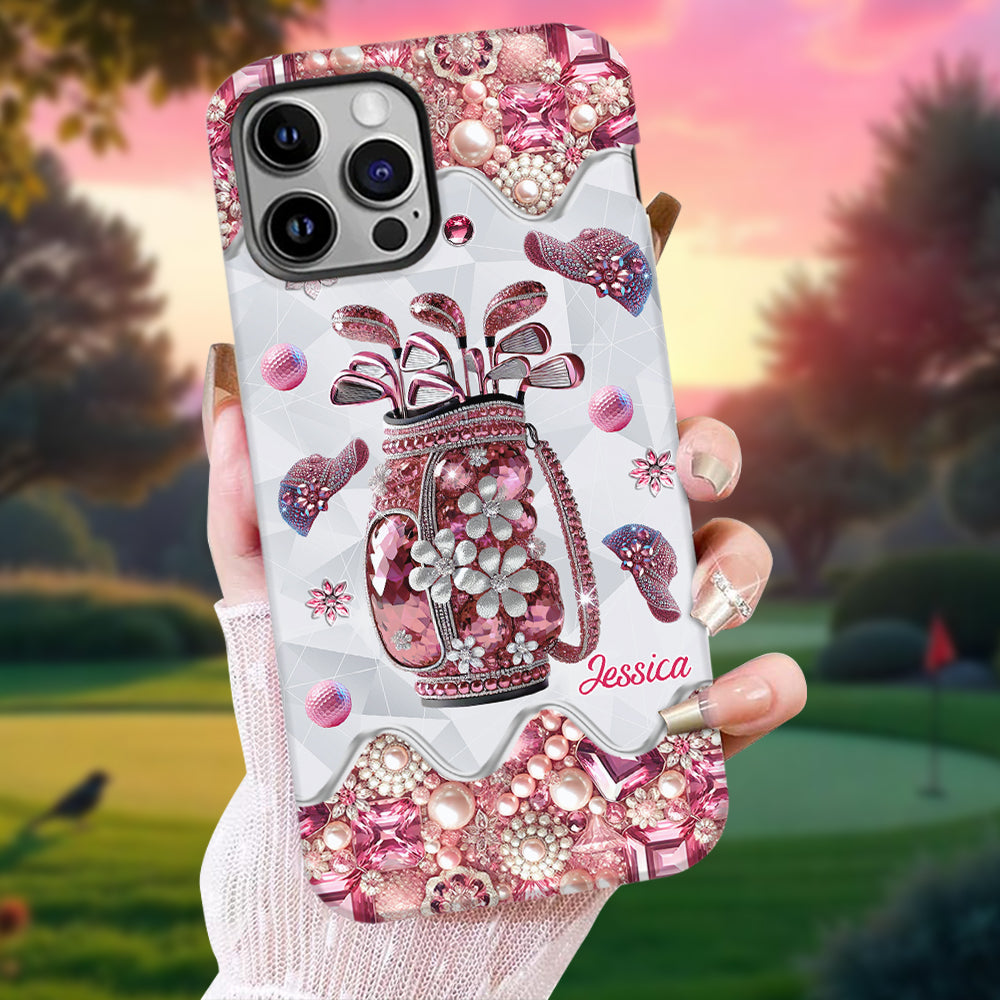 Une fille qui adore le golf - Coque de téléphone personnalisée avec imprimé golf intégral