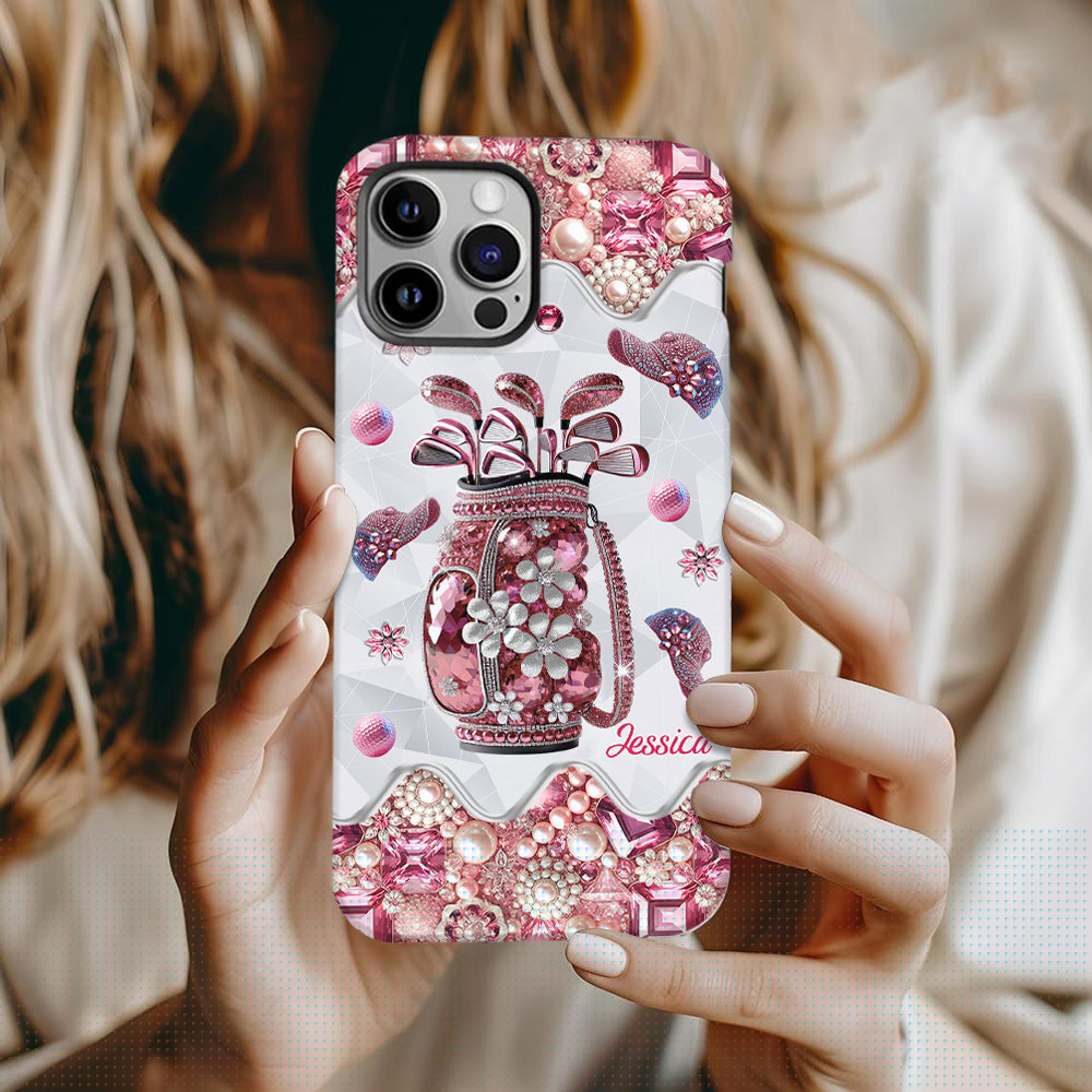 Une fille qui adore le golf - Coque de téléphone personnalisée avec imprimé golf intégral