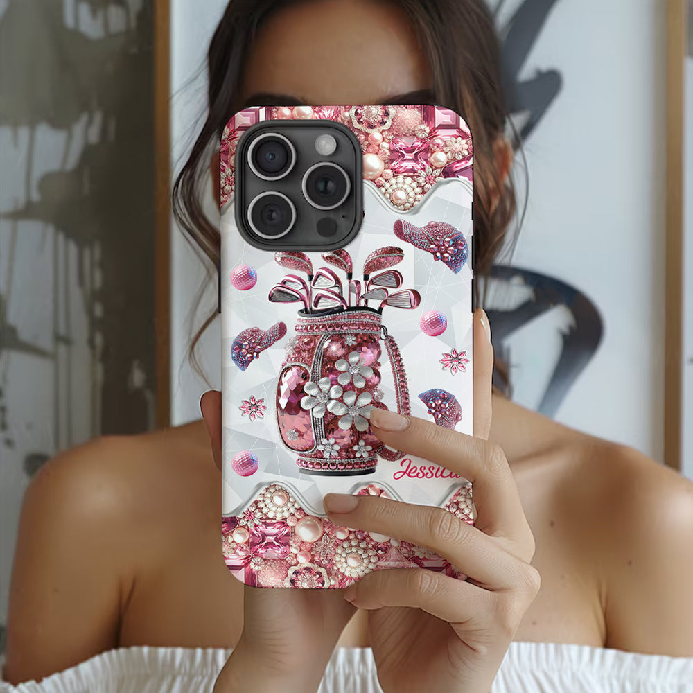 Une fille qui adore le golf - Coque de téléphone personnalisée avec imprimé golf intégral