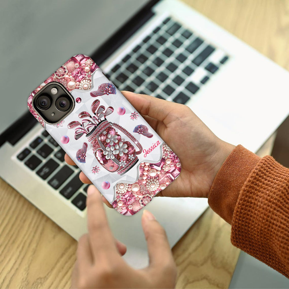 Une fille qui adore le golf - Coque de téléphone personnalisée avec imprimé golf intégral