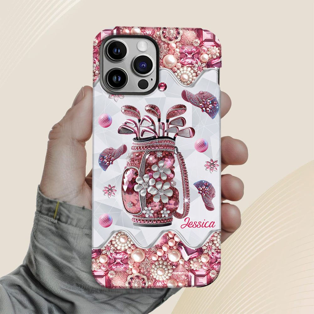 Une fille qui adore le golf - Coque de téléphone personnalisée avec imprimé golf intégral