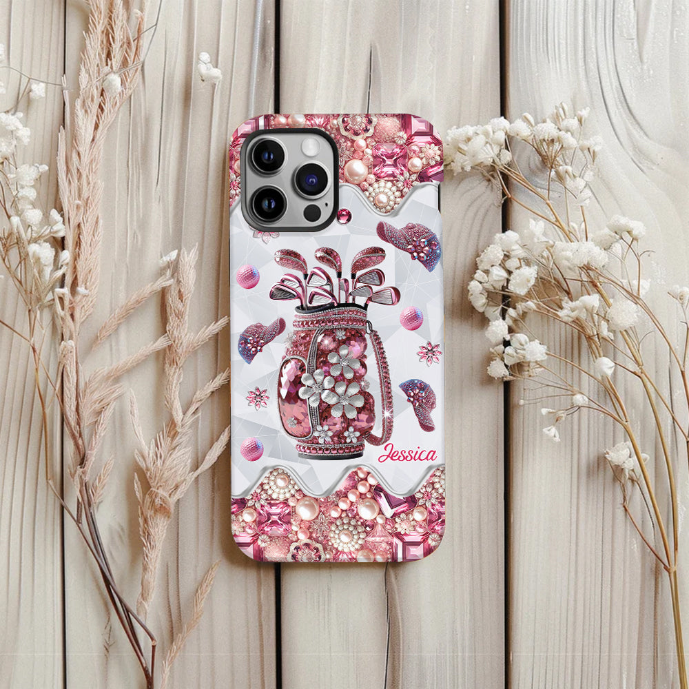 Une fille qui adore le golf - Coque de téléphone personnalisée avec imprimé golf intégral