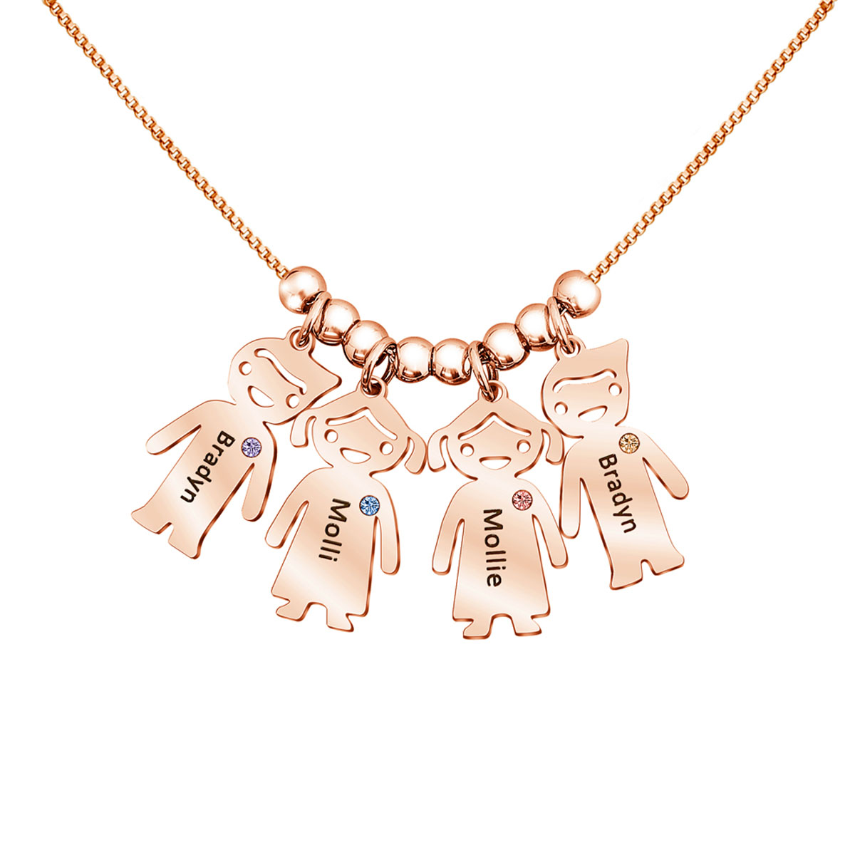 Collier personnalisé avec breloques pour enfants et pierre de naissance - Collier maman personnalisé avec breloques pour enfants
