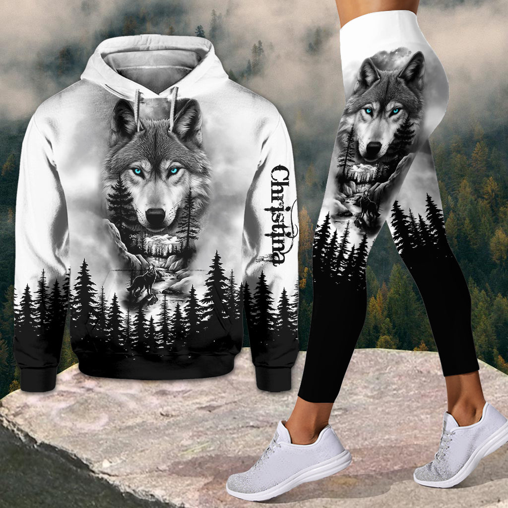 Wolf And Forest - Personalized Wolf Hoodie and Leggings