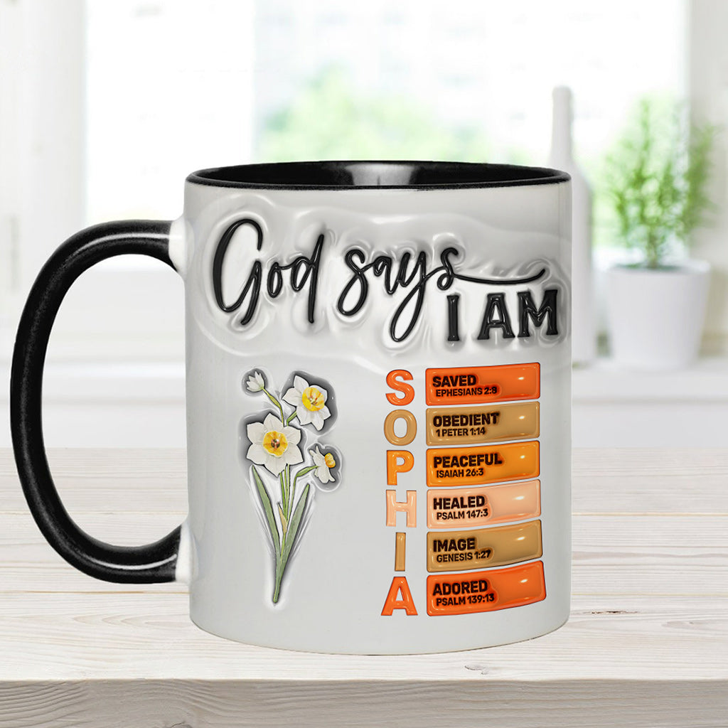 God Says I Am - Personalized Christian Accent Mug