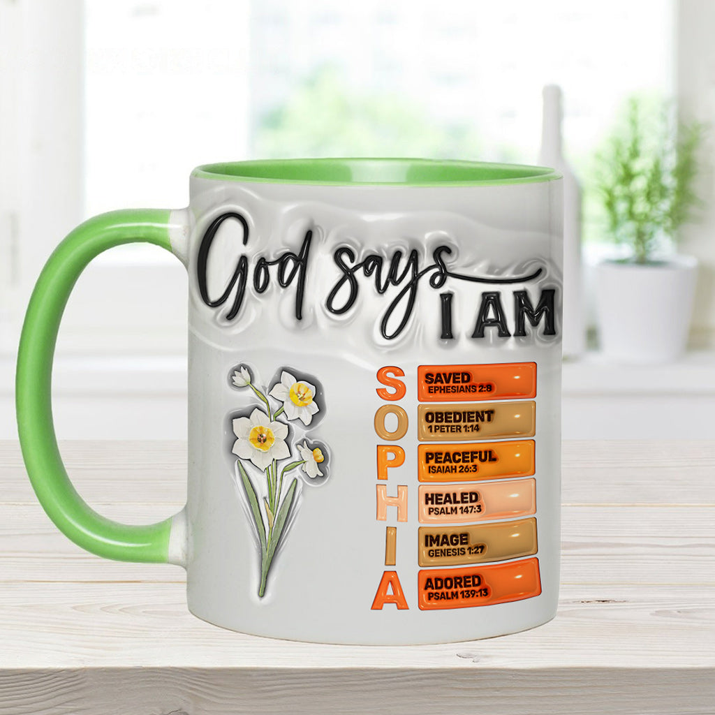 God Says I Am - Personalized Christian Accent Mug
