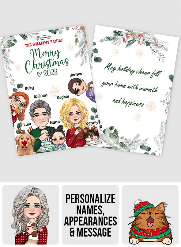 Carte de Noël personnalisée avec portraits - Carte de vœux familiale personnalisée