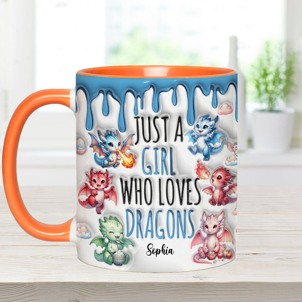 Just AGirl Who Loves Dragons - Personalized Dragon Accent Mug