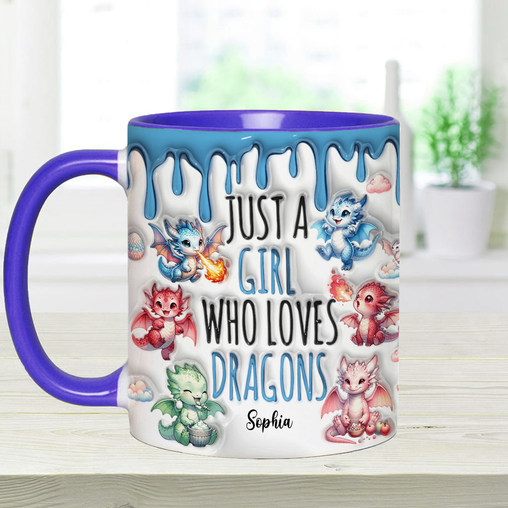 Just AGirl Who Loves Dragons - Personalized Dragon Accent Mug