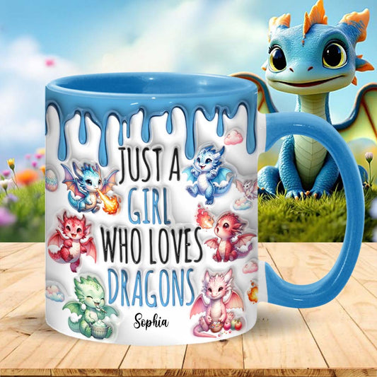 Juste une fille qui aime les dragons - Mug personnalisé avec motif dragon