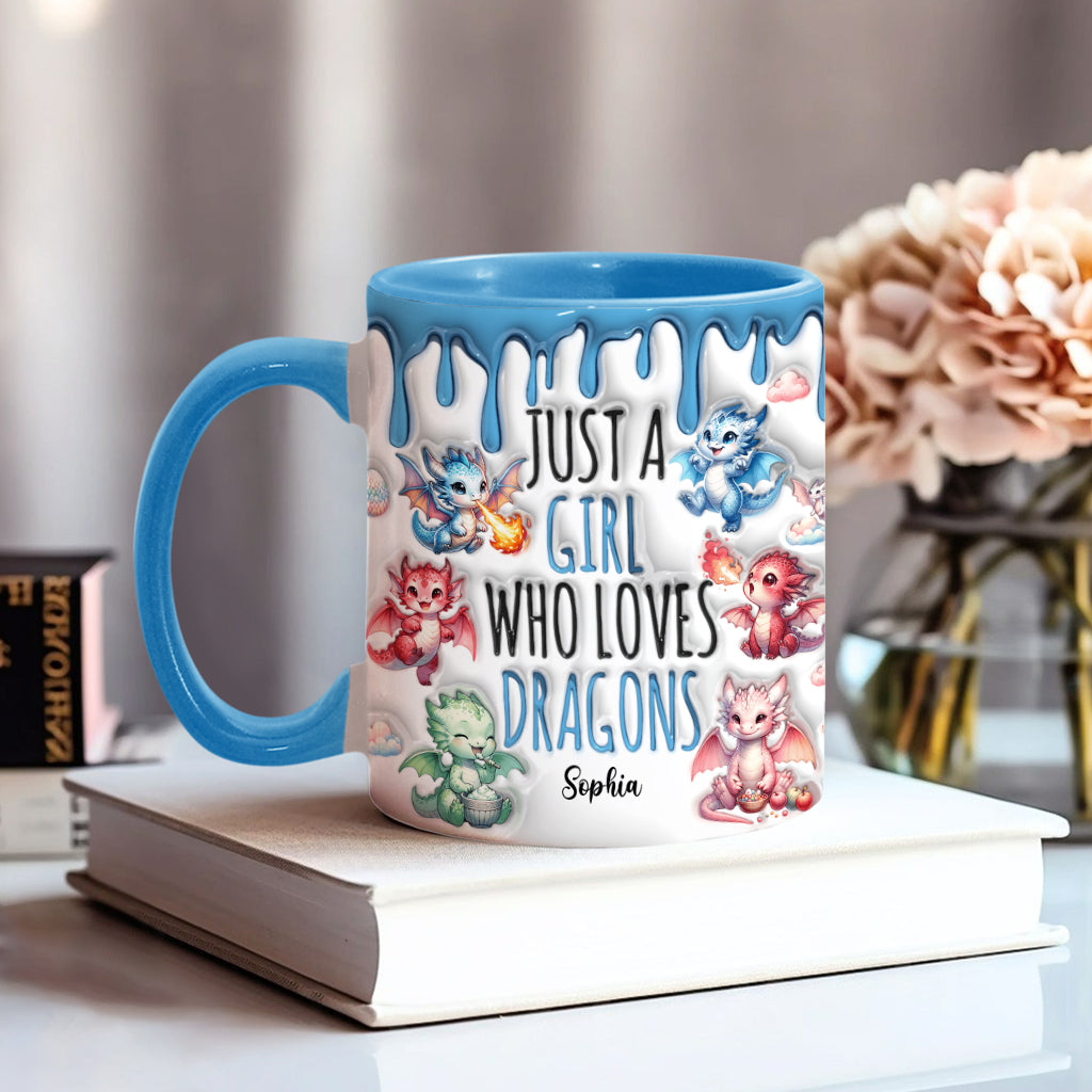 Just AGirl Who Loves Dragons - Personalized Dragon Accent Mug