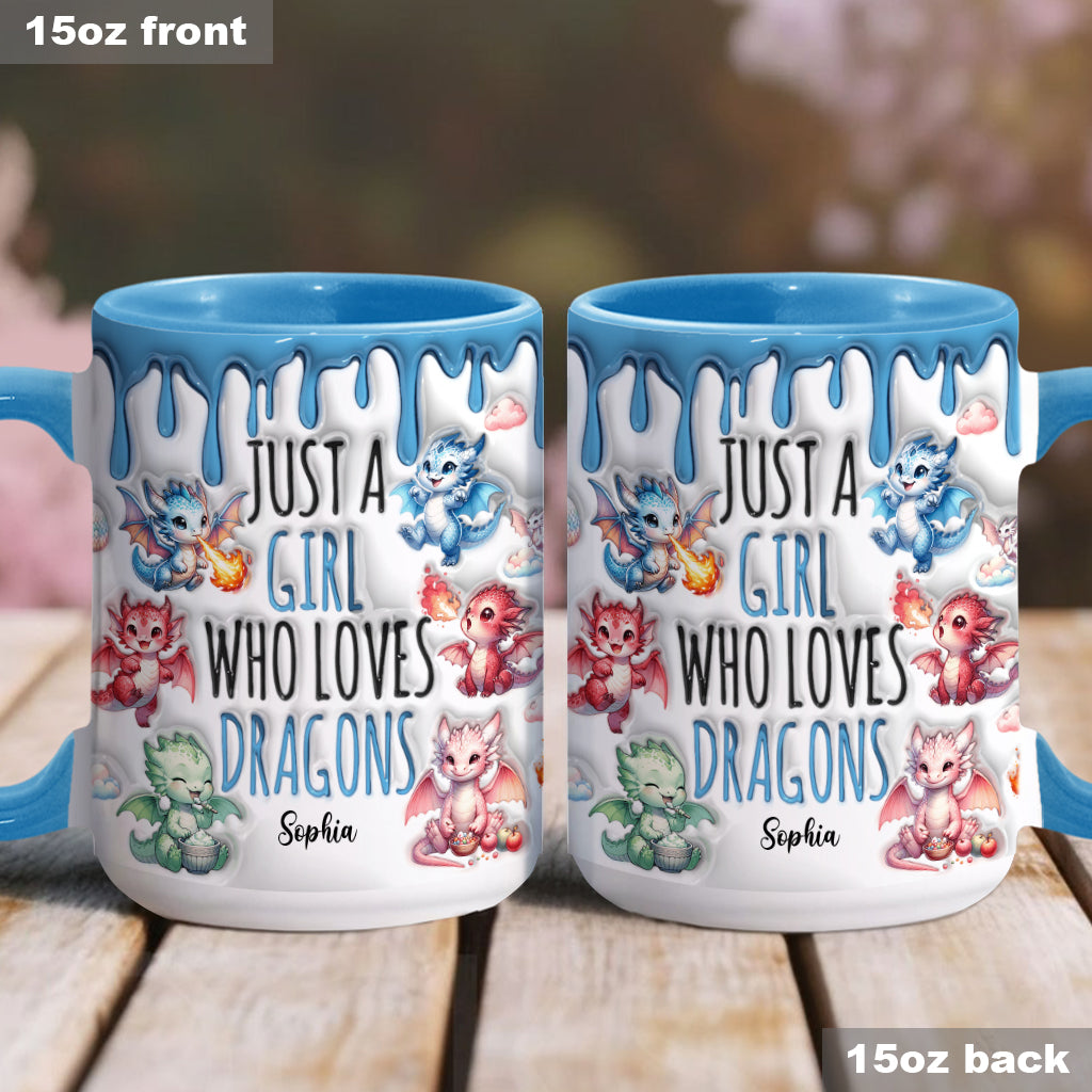 Just AGirl Who Loves Dragons - Personalized Dragon Accent Mug