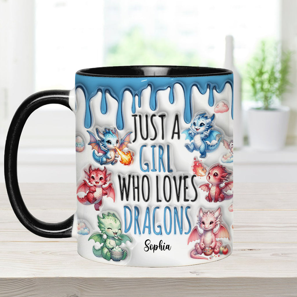 Just AGirl Who Loves Dragons - Personalized Dragon Accent Mug