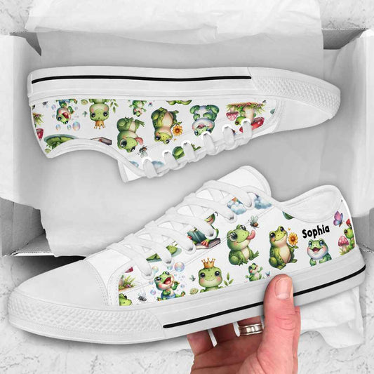 Juste une fille qui aime les grenouilles - Chaussures basses grenouilles personnalisées