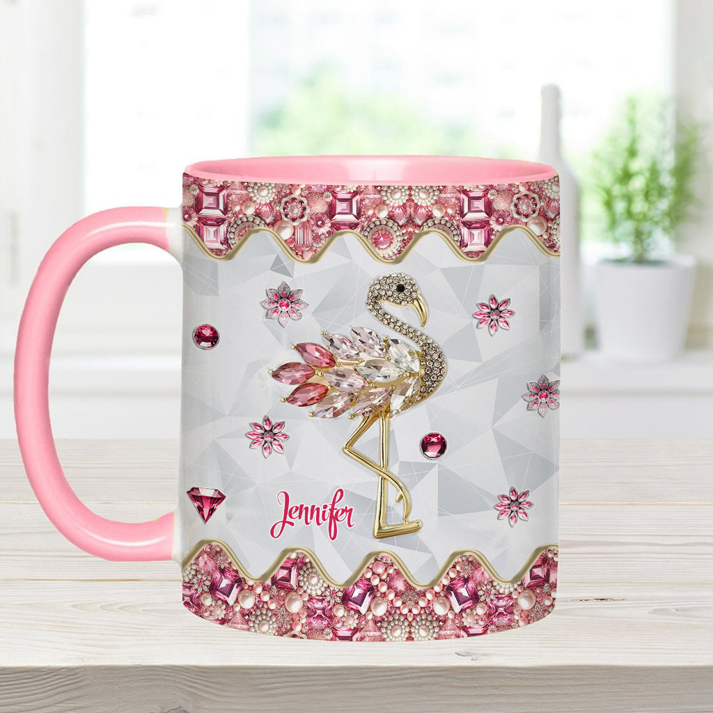 Just A Girl Who Loves Flamingos - Personalized Flamingo Accent Mug