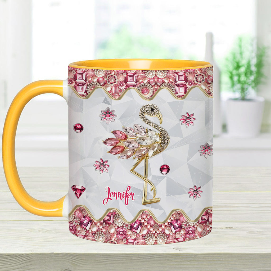 Just A Girl Who Loves Flamingos - Personalized Flamingo Accent Mug