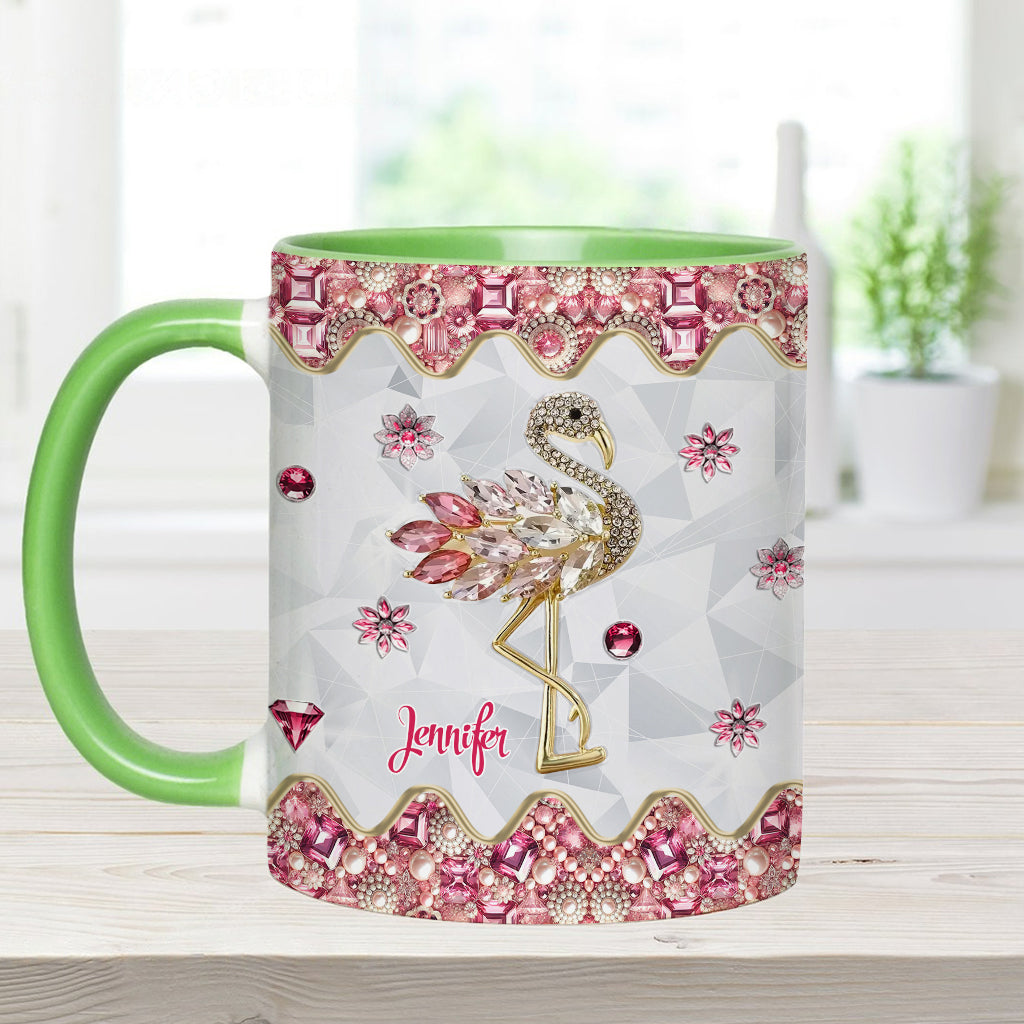 Just A Girl Who Loves Flamingos - Personalized Flamingo Accent Mug
