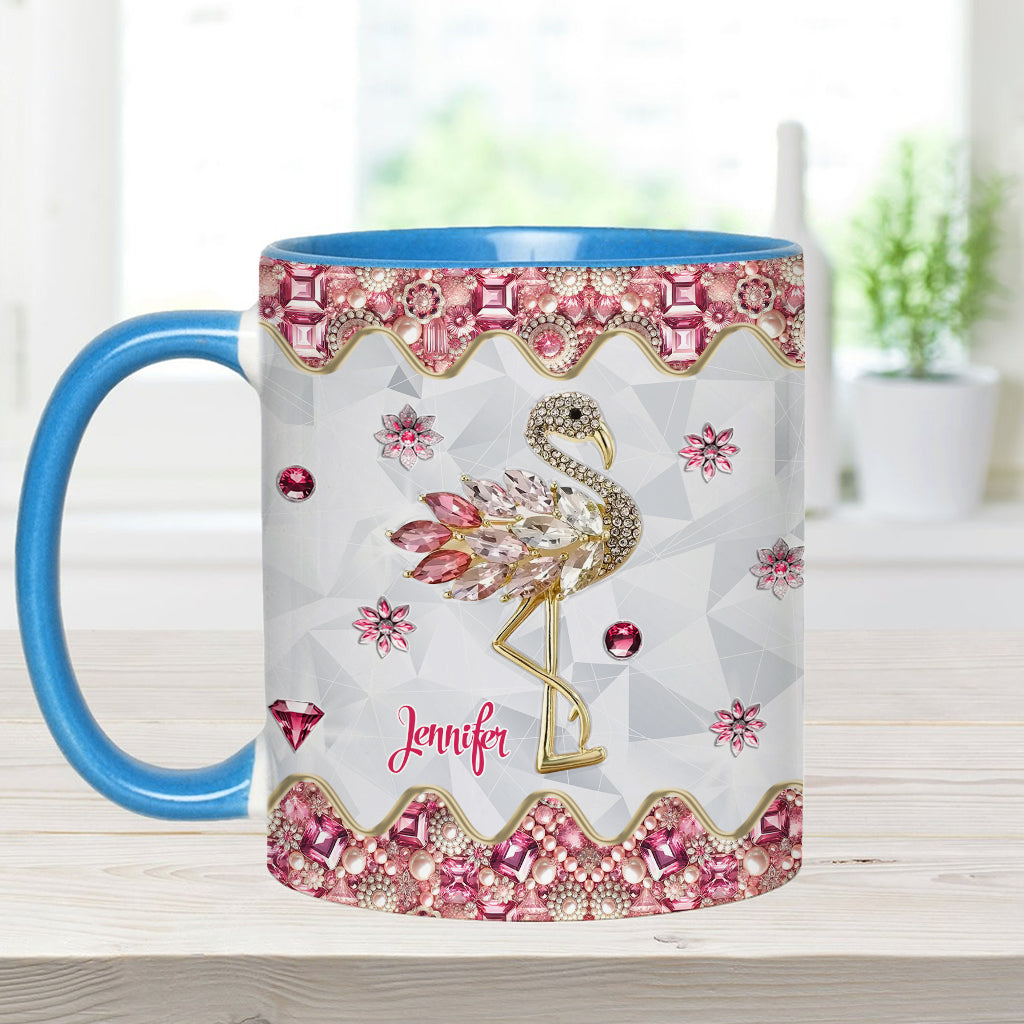 Just A Girl Who Loves Flamingos - Personalized Flamingo Accent Mug