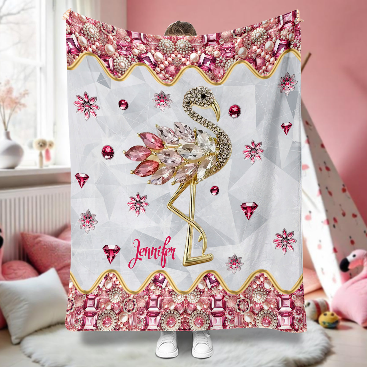 Juste une fille qui aime les flamants roses - Couverture flamant rose personnalisée