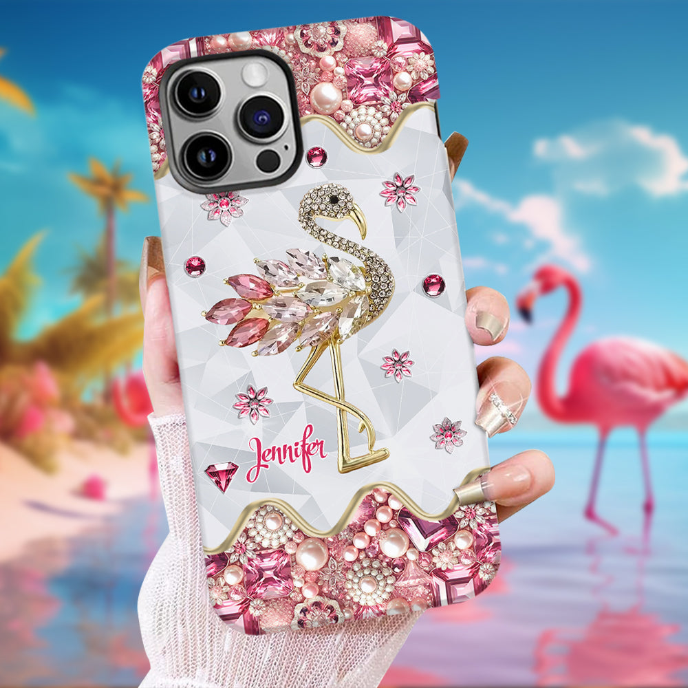 Juste une fille qui aime les flamants roses - Coque de téléphone personnalisée avec impression intégrale de flamants roses