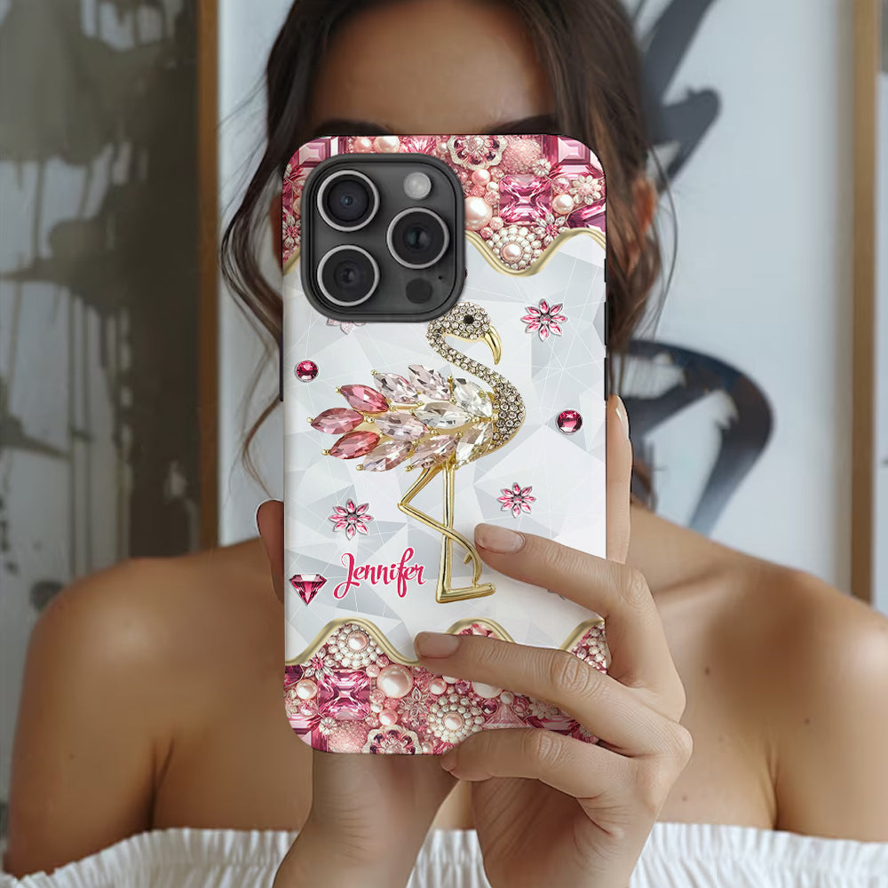 Juste une fille qui aime les flamants roses - Coque de téléphone personnalisée avec impression intégrale de flamants roses