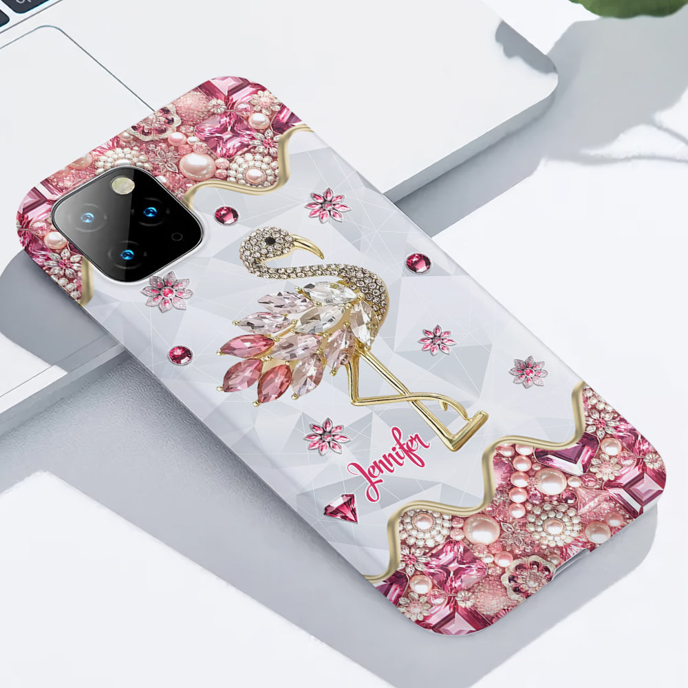 Juste une fille qui aime les flamants roses - Coque de téléphone personnalisée avec impression intégrale de flamants roses