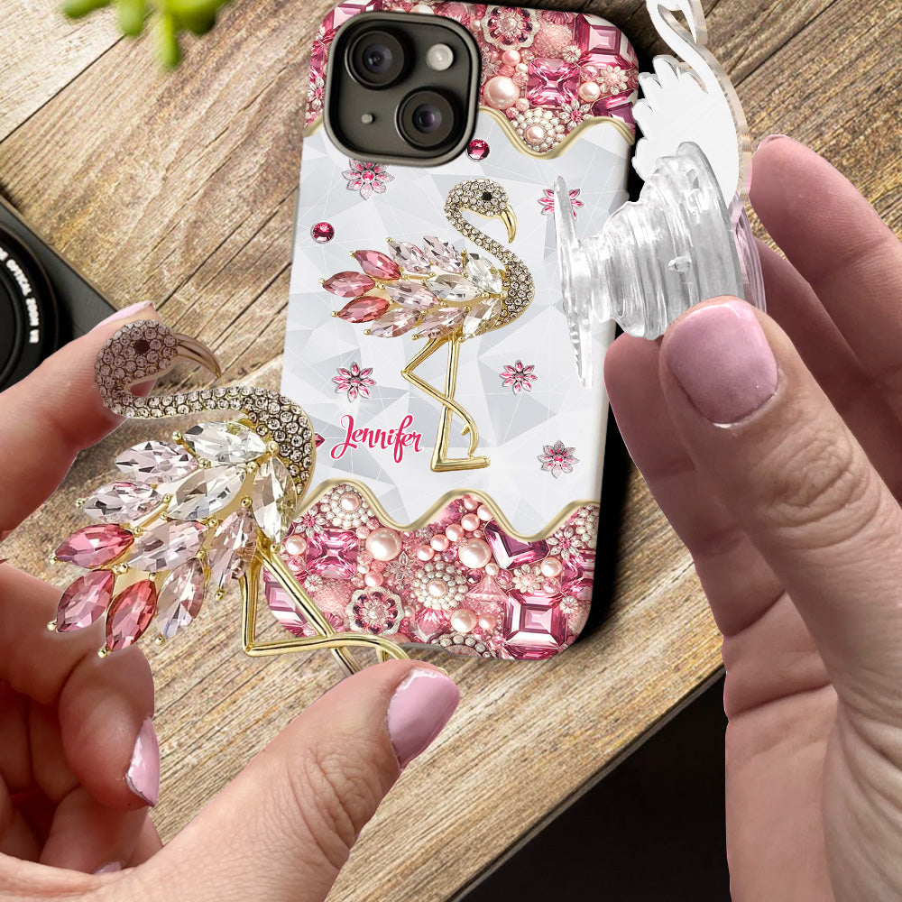 Juste une fille qui aime les flamants roses - Coque de téléphone personnalisée avec impression intégrale de flamants roses