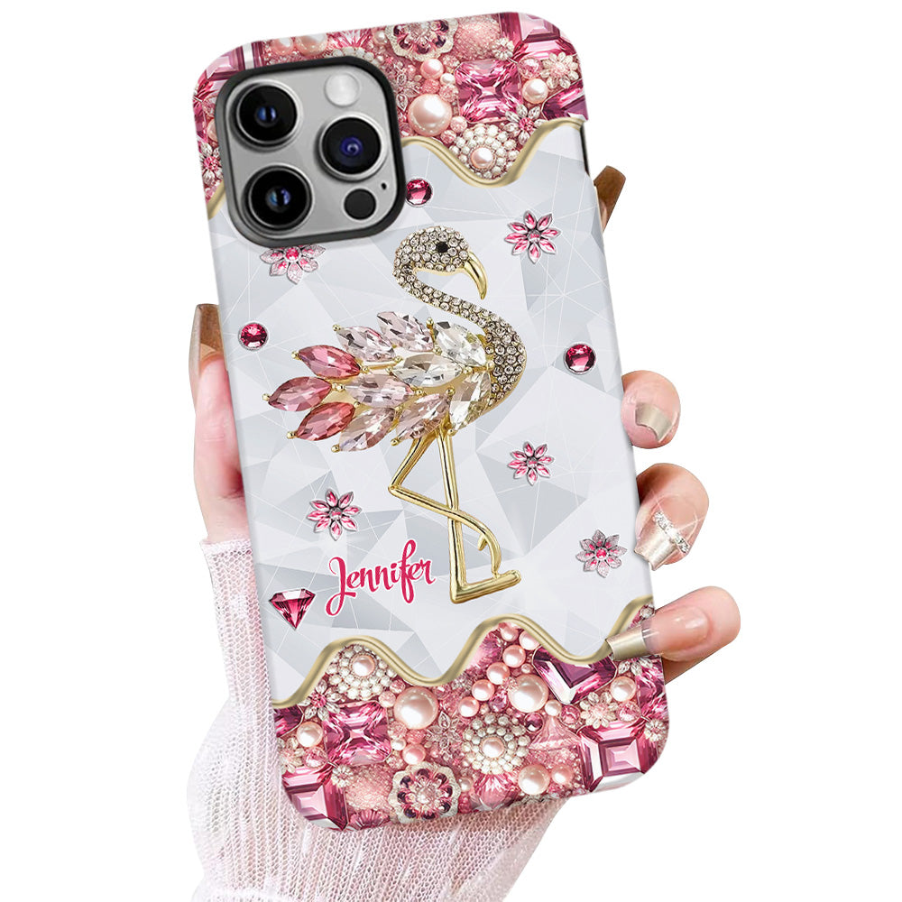 Juste une fille qui aime les flamants roses - Coque de téléphone personnalisée avec impression intégrale de flamants roses
