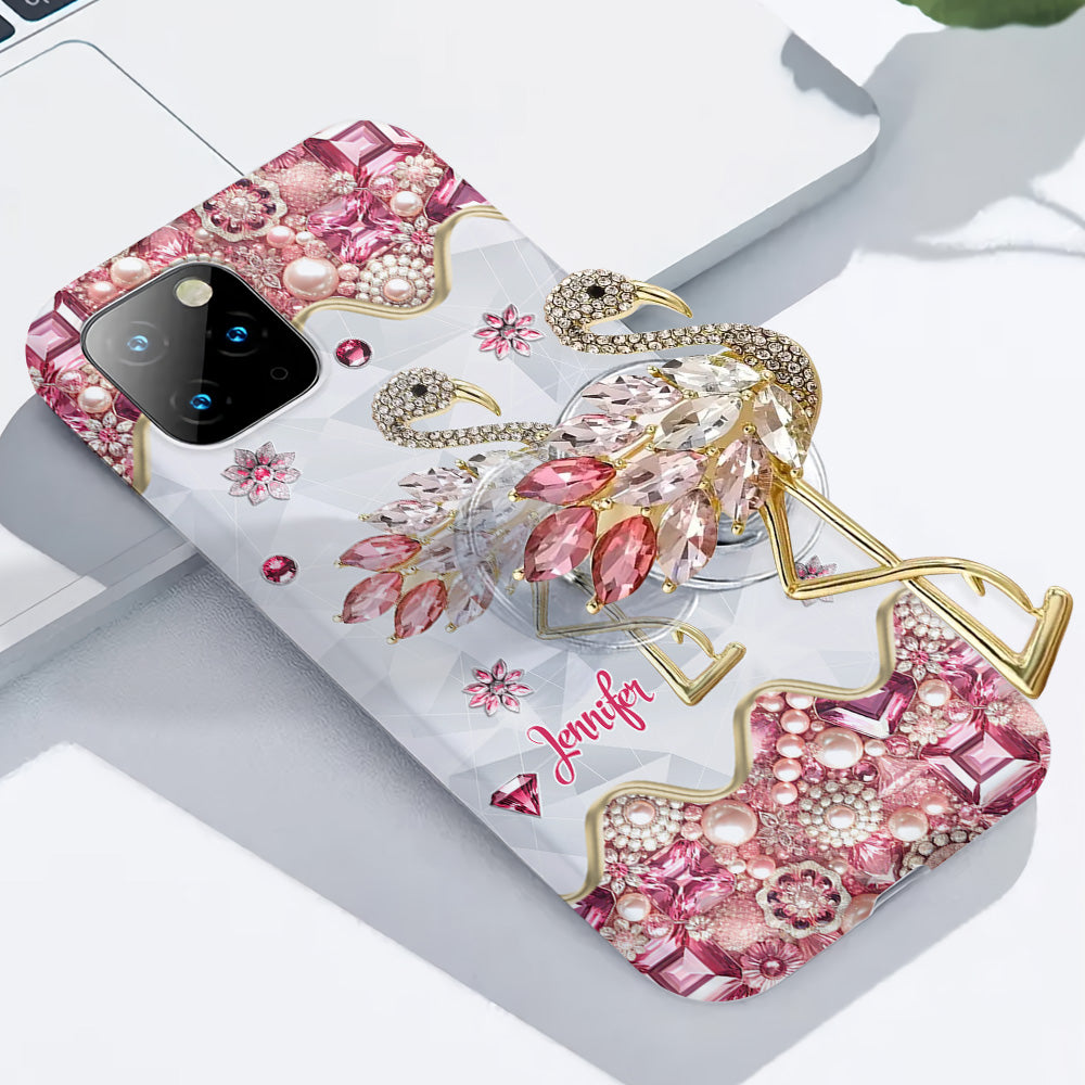 Juste une fille qui aime les flamants roses - Coque de téléphone personnalisée avec impression intégrale de flamants roses
