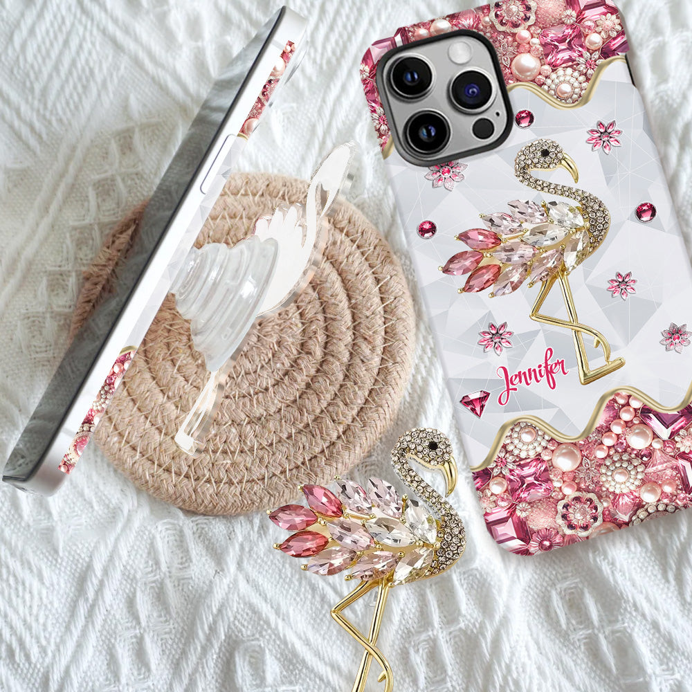 Juste une fille qui aime les flamants roses - Coque de téléphone personnalisée avec impression intégrale de flamants roses