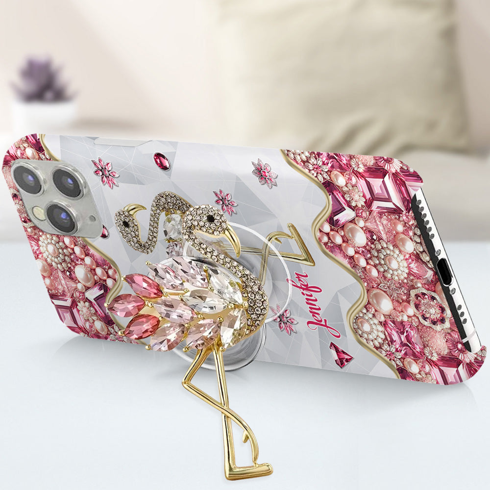 Juste une fille qui aime les flamants roses - Coque de téléphone personnalisée avec impression intégrale de flamants roses