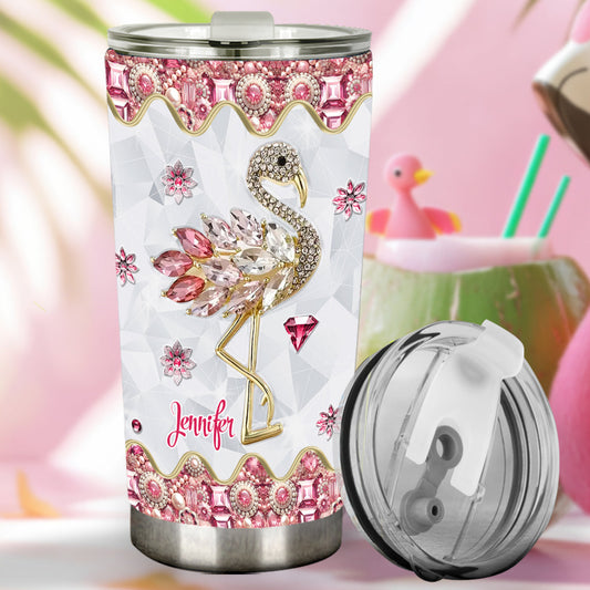 Une fille qui adore les flamants roses - Gobelet flamant rose personnalisé