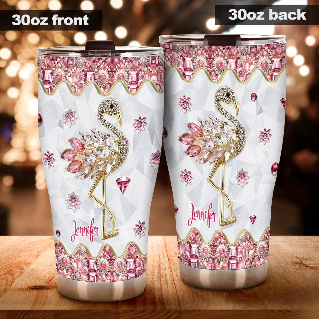 Une fille qui adore les flamants roses - Gobelet flamant rose personnalisé